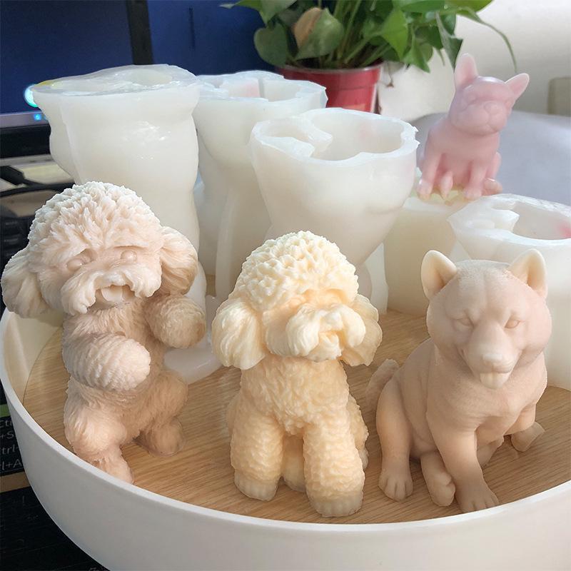 3D Teddy Chai Dog Aromatherapy Candle Fragrance Stone Gel Drop Decoration Silicone Mold Diy Dog Cat Plaster Mold