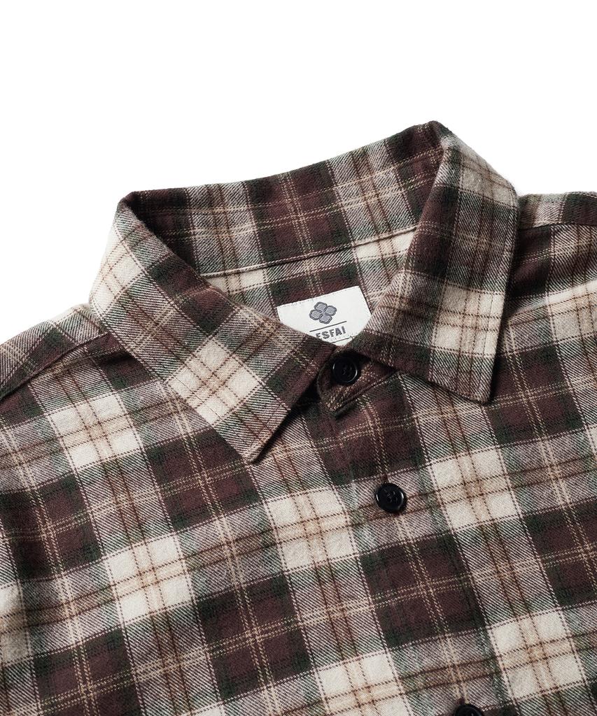 ESFAI One Pocket Plaid Shirt (Brown)