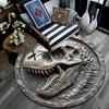 Dinosaur Skull Round Area Rug,Carpet Rug for Living Room Bedroom Sofa Playroom Decor,Non-slip Floor Mat