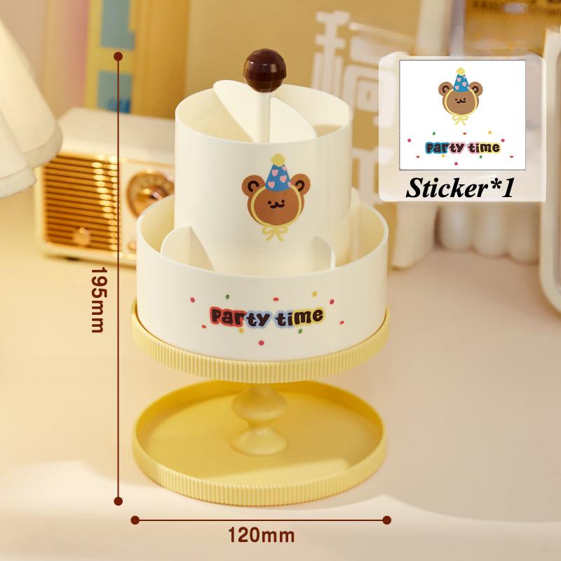 Cartoon Puppy Pen Holder Storage Box with Free Stickers INS Style Large Capacity Rotatable Storage Box for Students Desktop New