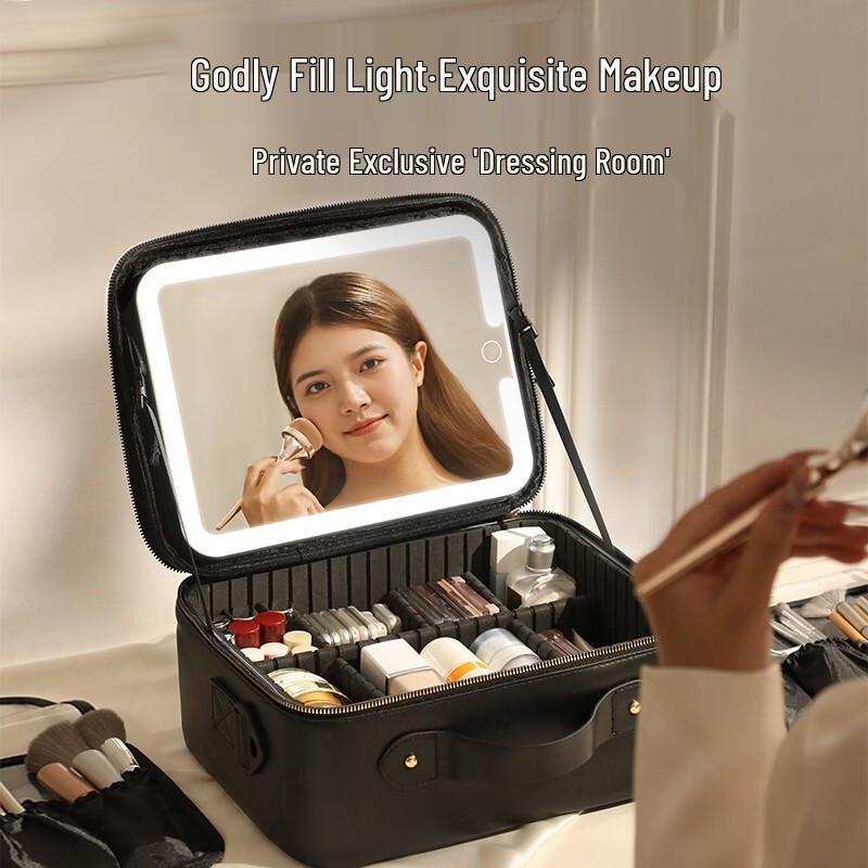 Portable LED Mirror Cosmetic Travel Bag