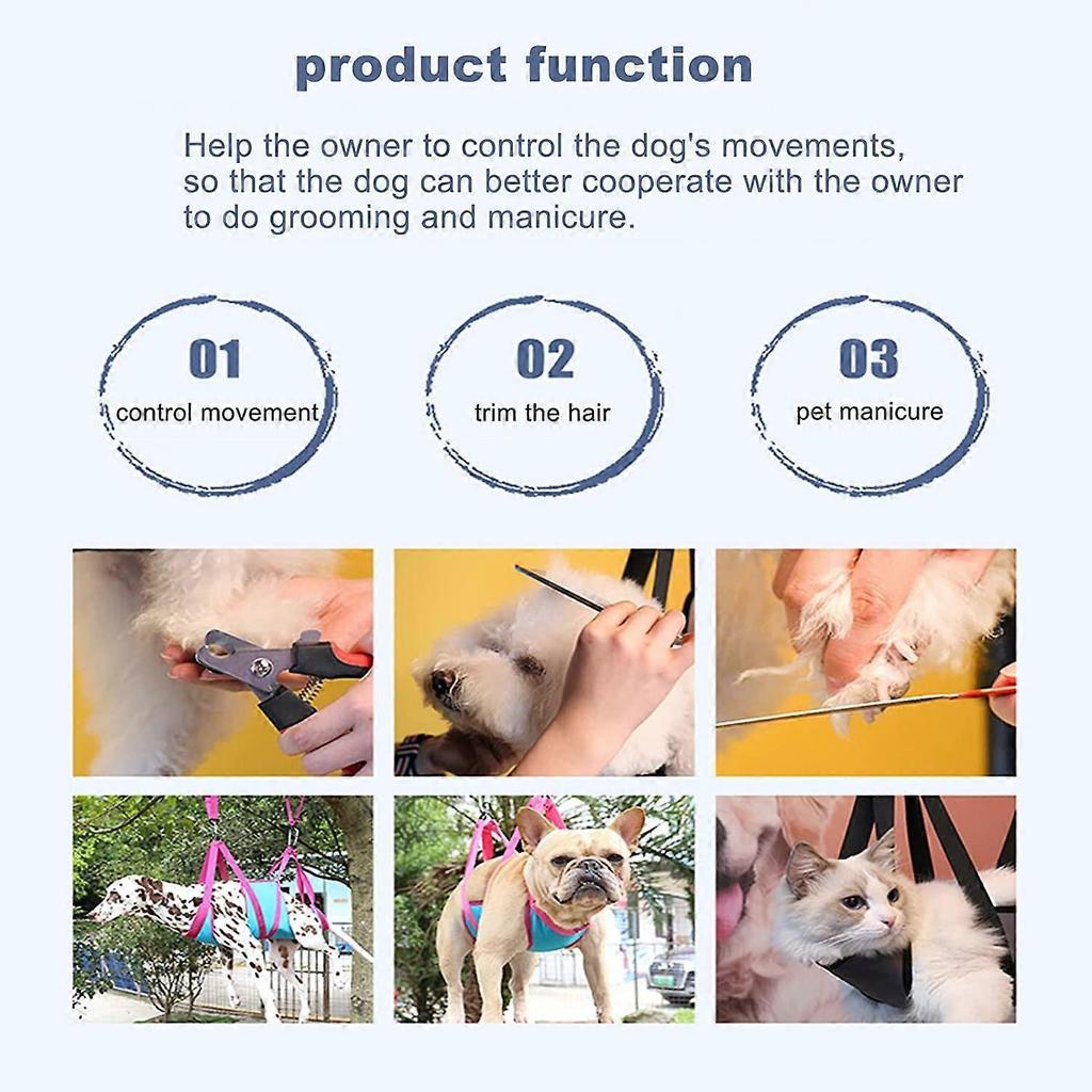 Dog and Cat Grooming Hammock, Tabletop Grooming Nail Clipper Harness, Suitable for Cats and Small and Medium-sized Dogs.Blue(S)