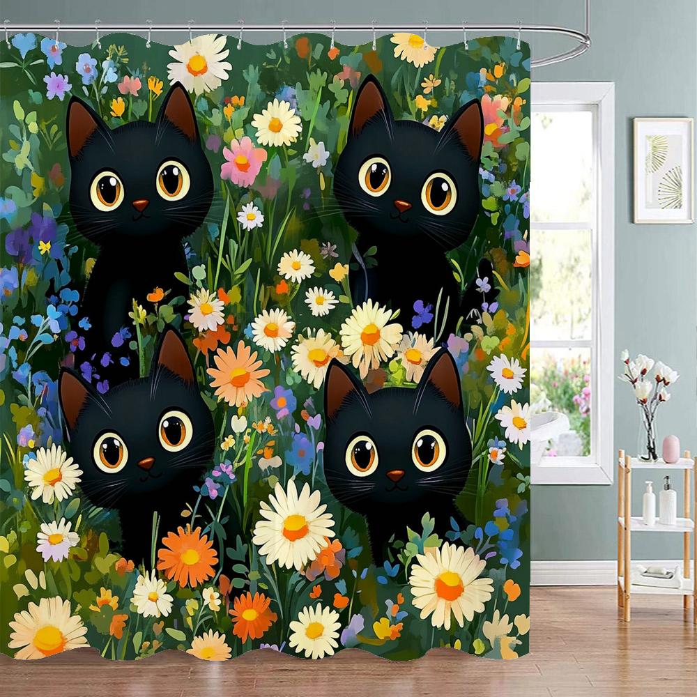 Leopards, Tigers, Wolves,Flower Animals Shower Curtain, Bathroom Shower Curtain, Waterproof Shower Curtain With Hooks