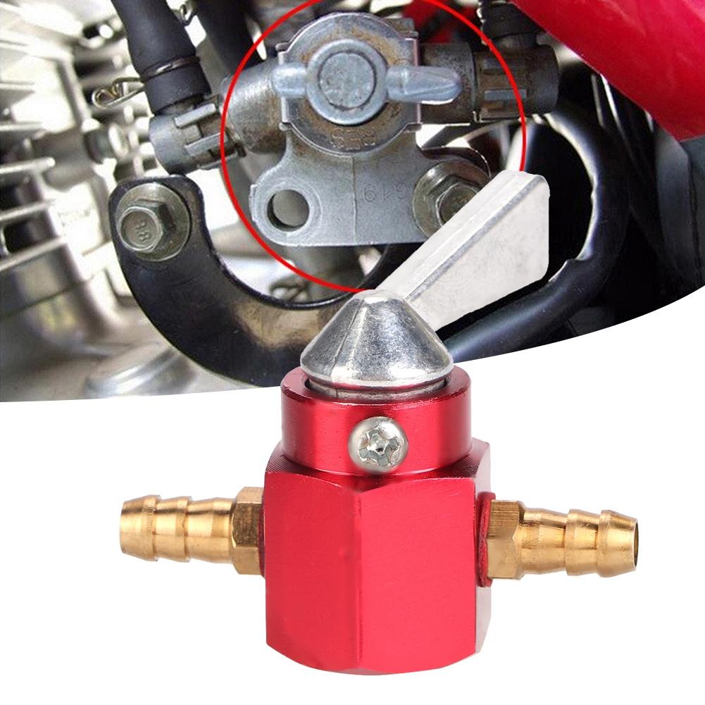 6mm CNC Aluminum Inline Gas Fuel Tap Petcock Switch For PIT PRO Quad Dirt Bike ATV (Red)