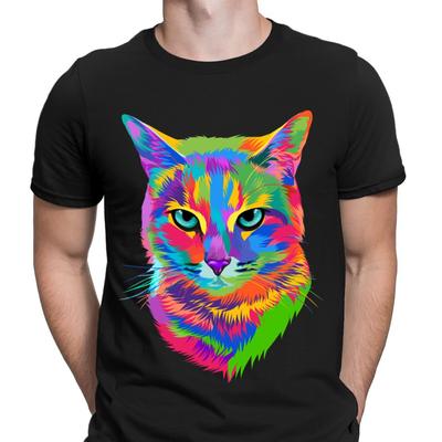 Bunte Niedliche Katze Tierliebhaber Geschenkidee Klassische Herren T-Shirts T-Shirt Top D