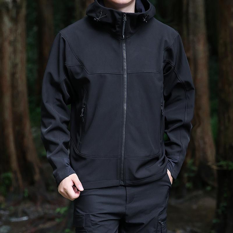 Large Men's Soft Shell Windproof Outdoor Jacket with Detachable Lining