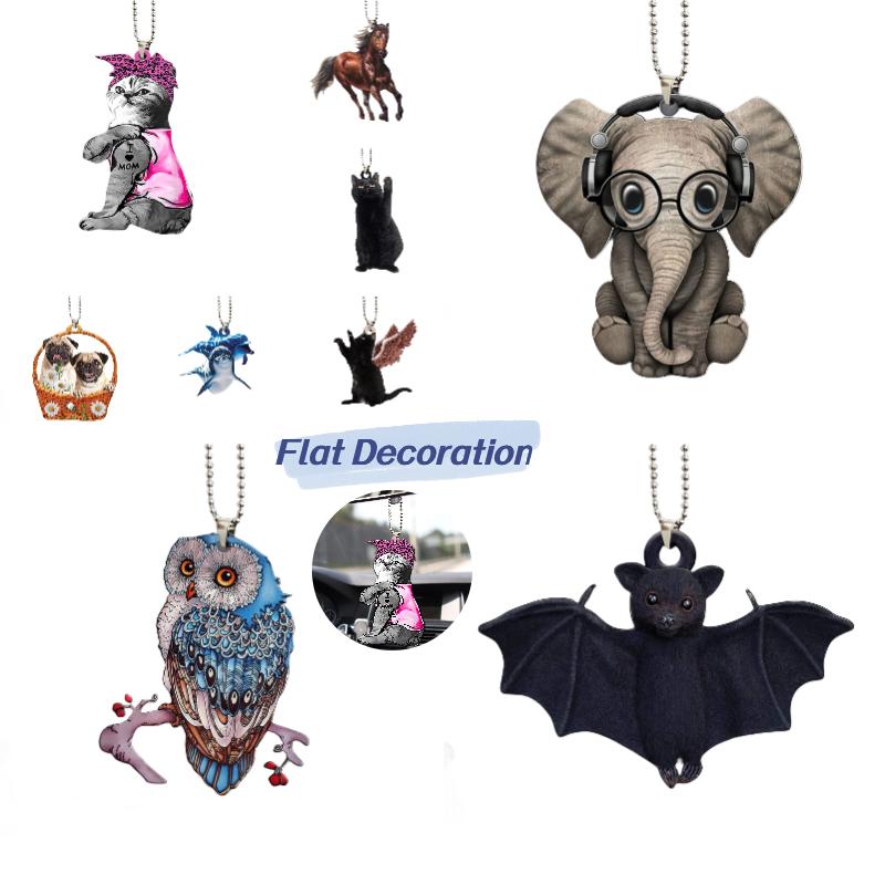 Acrylic Car Flat Hanging Interior Pendant Bat Black Cat Bag Ornaments Home Decor