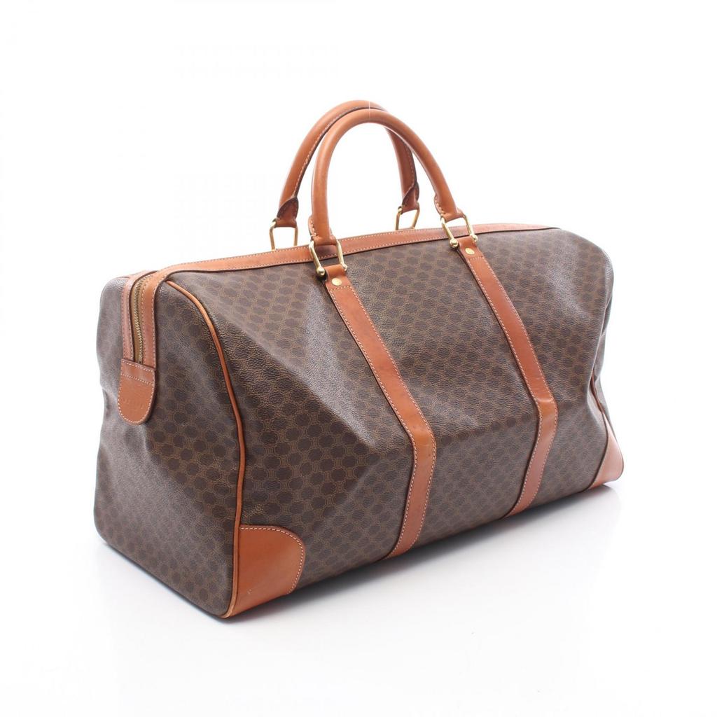 Used CELINE Madakam Boston bag PVC coated canvas leather Brown Used Women