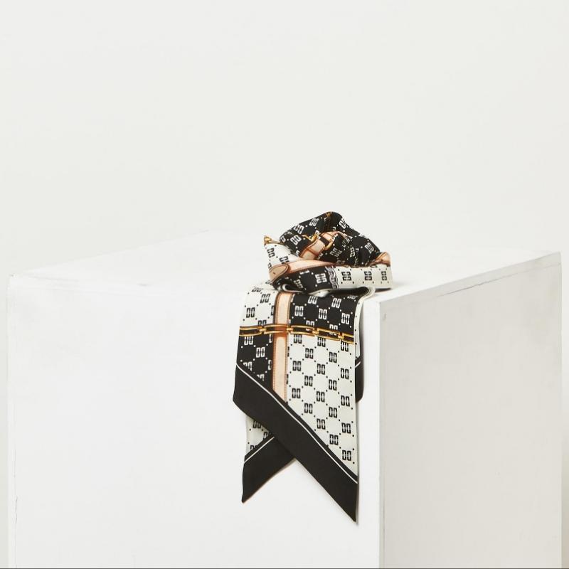 Daks Black Long Skinny Silk Scarf Dcsc5e025bk