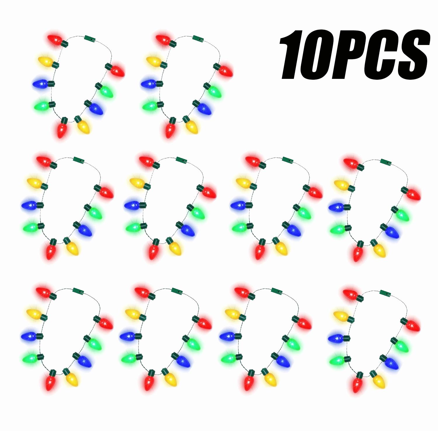 

10 шт., праздничное светящееся ожерелье, 9 светодиодных лампочек, рождественское ожерелье с лампочками, сувениры для вечеринок, ожерелье со вспышкой, светящийся в темноте реквизит