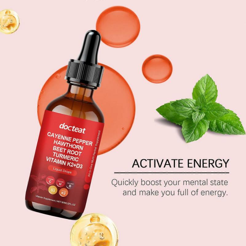 (2pcs)1-3x Cayenne Pepper Drops, Aeluro Cayenne Pepper Liquid Drops, Containing Hawthorn Beetroot