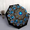 1pc Blue Crystal Mandala Design Umbrella with Plastic Handle,Vibrant Cartoon Pattern,Multi-functional UmbrellaPT098