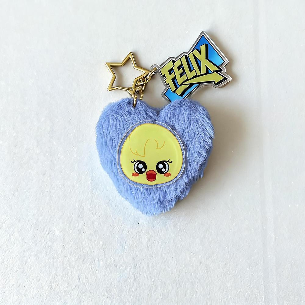 Stray Kids SKZOO Plush Heart Keychain Cute Animal Cartoon Character Pendant Bag Charm Soft Stuffed Key Ring Fan Support Merchandise Gift