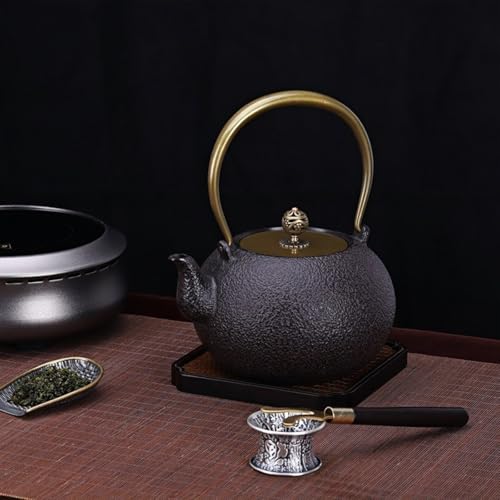 OULOVECO Handmade Iron Teapot, IH Compatible, Direct Flame Compatible, Teapot Set, 1.2L, for Iron Supplementation, Tea Only