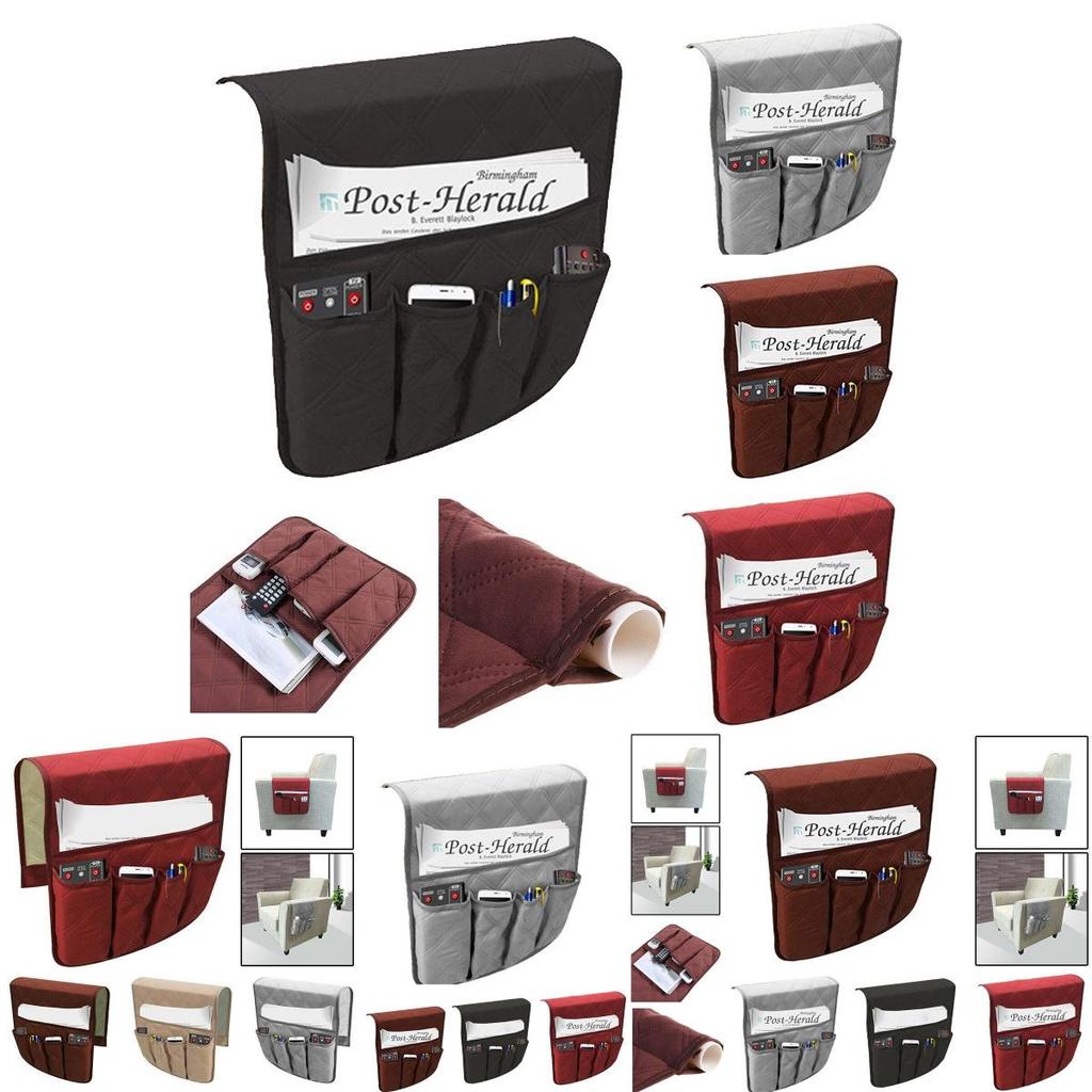 Multifunctional 5 Pocket Sofa Chair Arm Rest Organiser Tray For Clutter-free Living