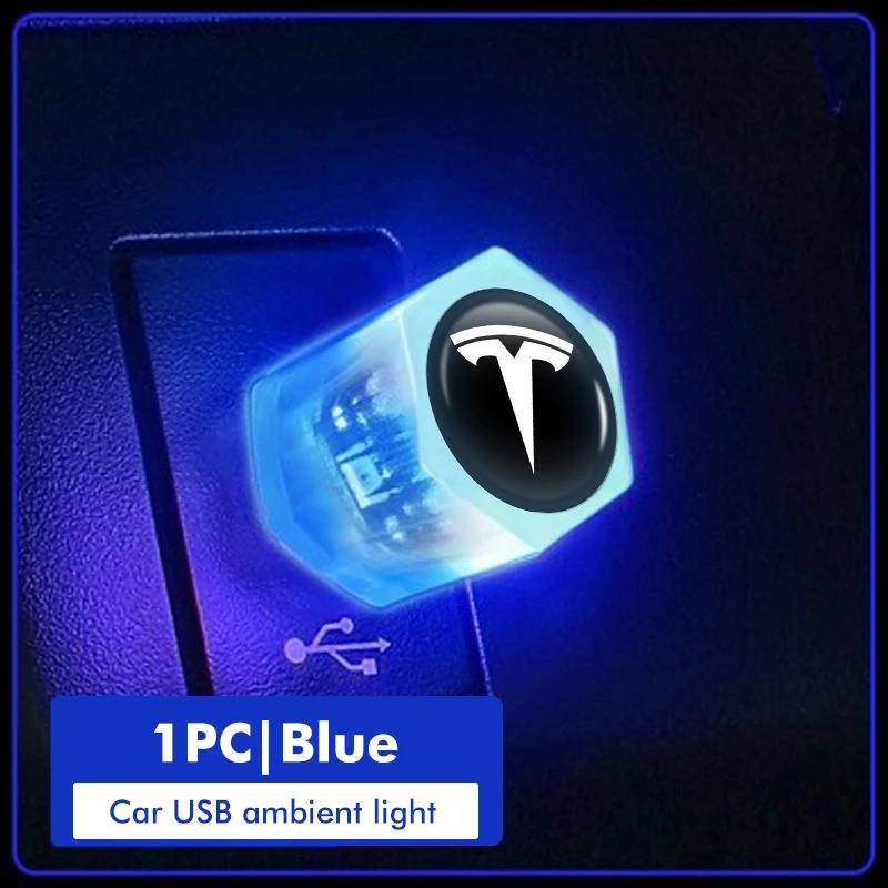 Car Sticker Tesla For Tesla Car Mini USB LED Ambient Light Decorative Atmosphere Lamps Model 3 Y S X Roadster