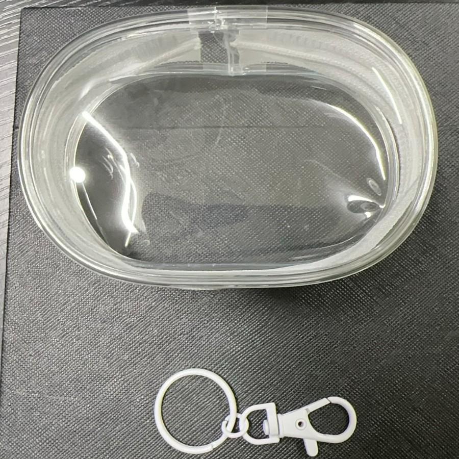 Portable Mini Transparent Charging Cable Storage Bag with Zipper for Storage Gift Bags Doll Display Storage Bag with Keychain