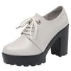 9.5cm British Style Soft Leather Chunky Platform Shoes 2025 Spring Block High Heels Shoes Women Oxfords for Office Model