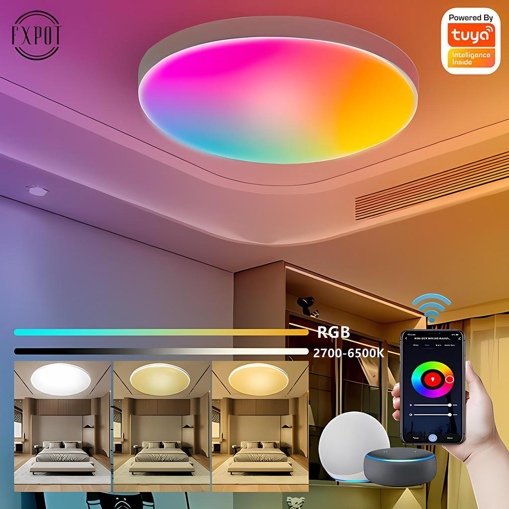 Tuya Smart WiFi Stmívatelné Alexa Hlasem Ovládané Ultratenké Stropní Svítidlo