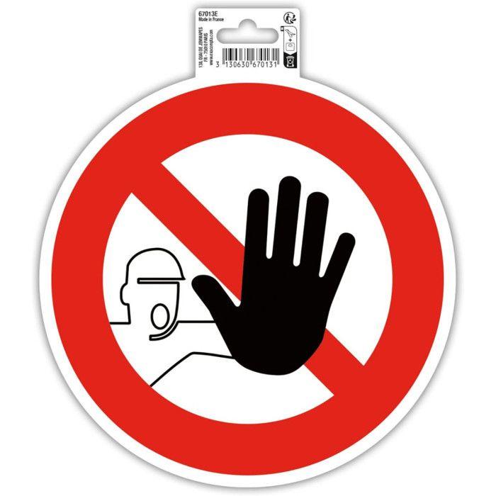 Panneau adhésif - Accès interdit - Rond - 20cm - Blanc/rouge - PVC - Signalétique