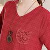 Women's Plus Size Cotton Linen Dress, Loose V-Neck Casual Summer Midi Dress with Pockets (XL-5XL)