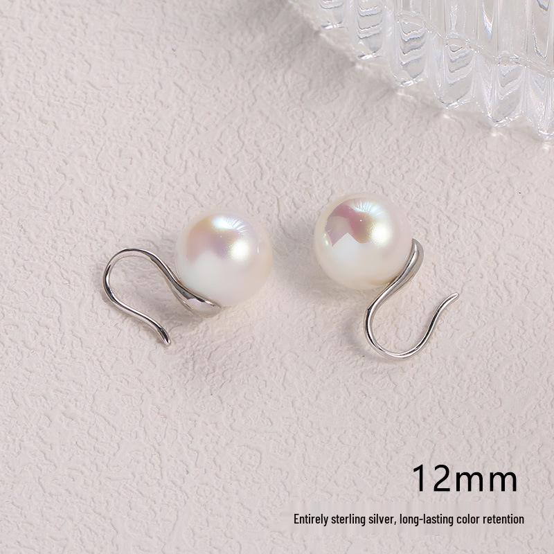 2025 Pure Silver Pearl Stud Earrings for Women - High-End Feel with Ear Drops & High Heels Ear Hooks