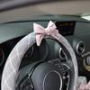 Bowknot Car Pillow Decoration Sets Auto Seat Neck Waist Supports Cushion Steering Wheel Covers Tissue box Gear Shifter