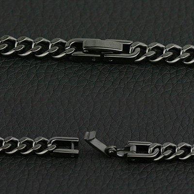 [e-housekiya] Titanium Curb Chain Necklace, Black, for Men and Women, 50cm, 5.7mm, Hypoallergenic