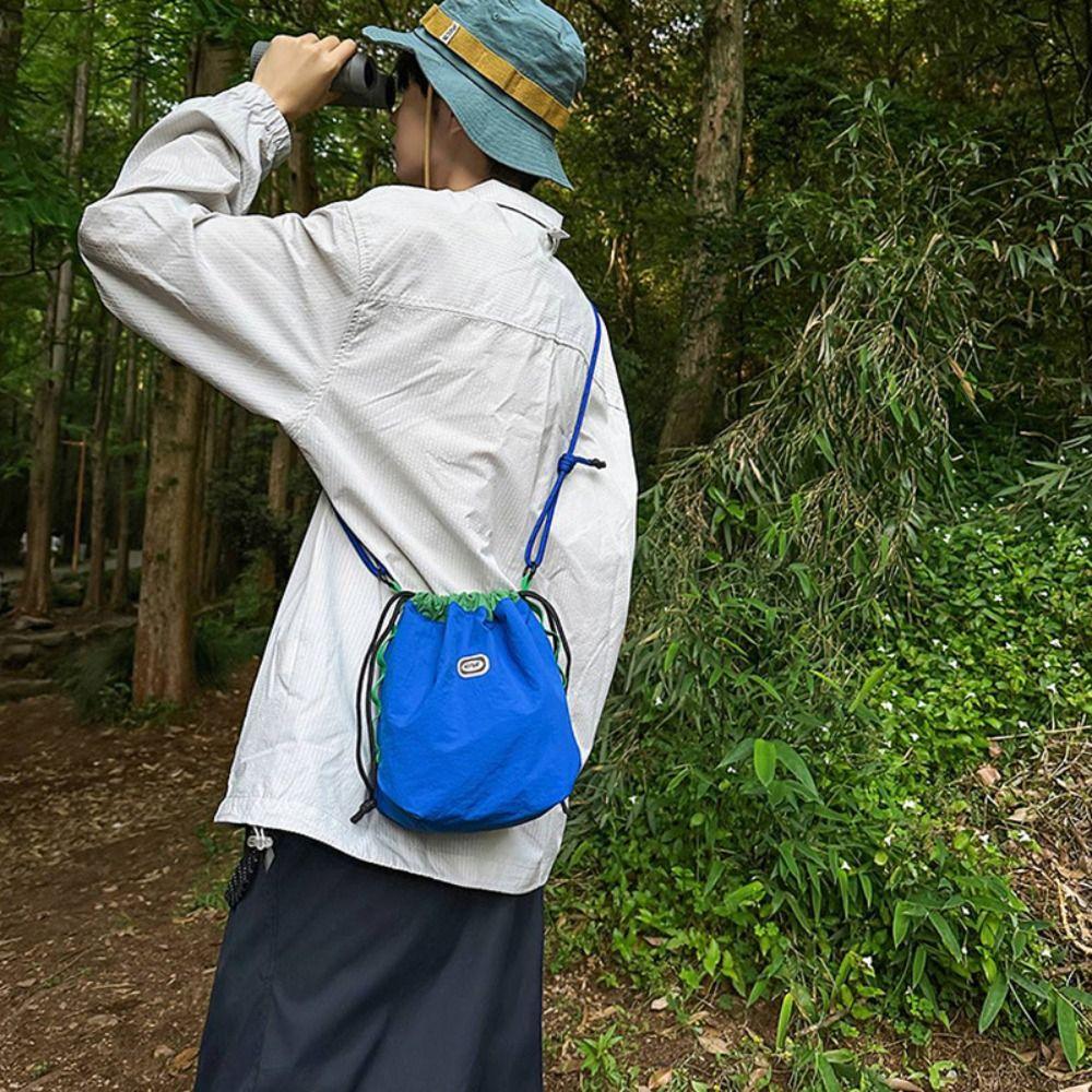 Sports Drawstring Crossbody Bag Solid Color Mobile Phone Pack Quick-dry Nylon Shoulder Bag Outdoor