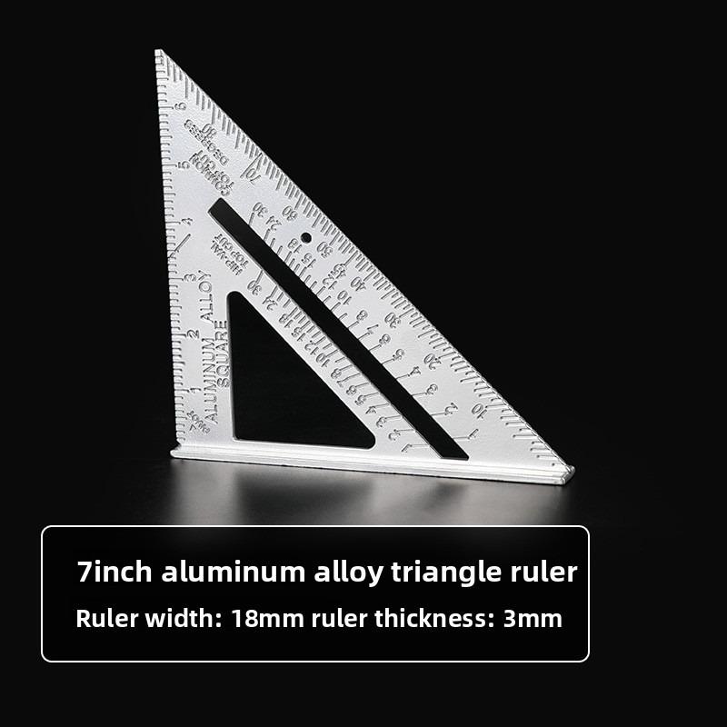 1pcs 7Inch Triangle Ruler Measurement Tool Aluminium Alloy Carpenter Tools Inch Metric Angle Ruler Square Woodworking Tools New