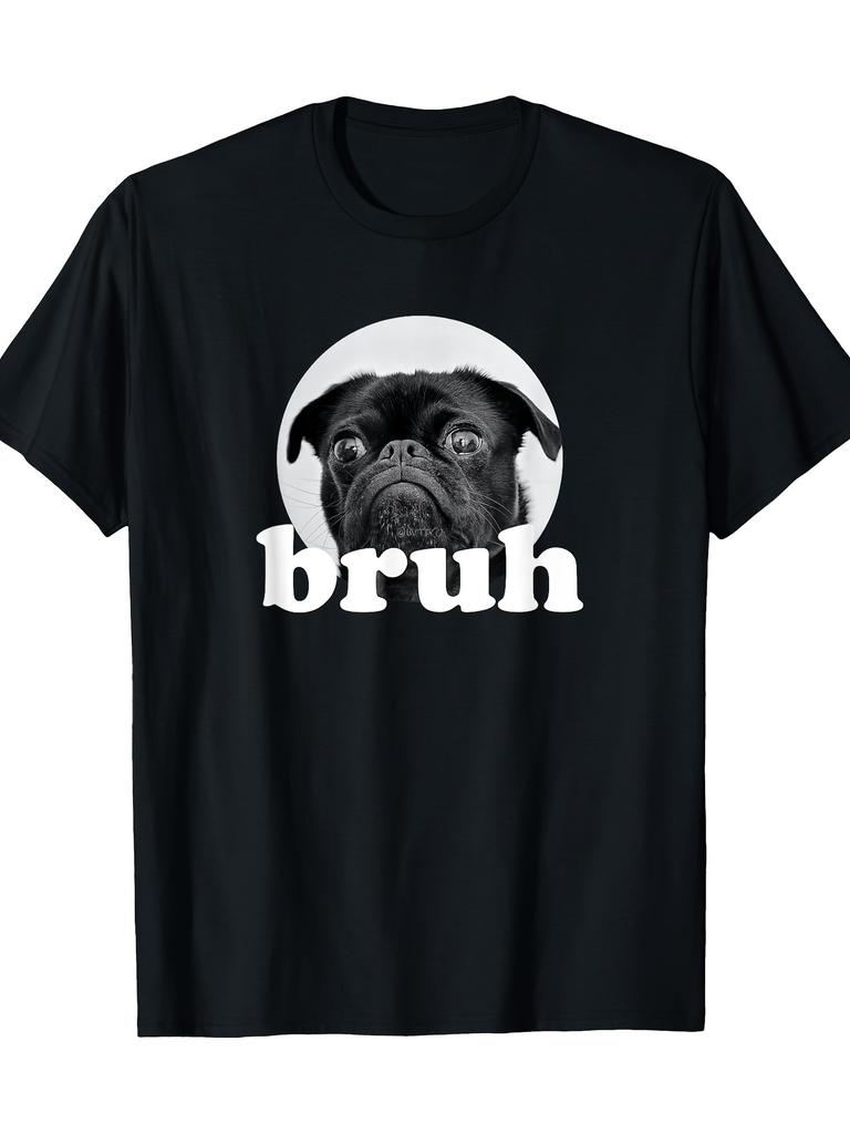 Unisexs Pug Printed TShirt 100 Cotton Casual Crew Neck Short Sleeve Regular Fit Medium Stretch Knit Fabric