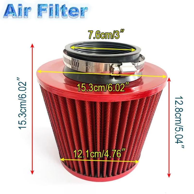 Universal Car Racing Cold Air Intake System Turbo Induction Pipe Tube Kit Cone High Flow Performance Air Filter Inlet 3" 76mm