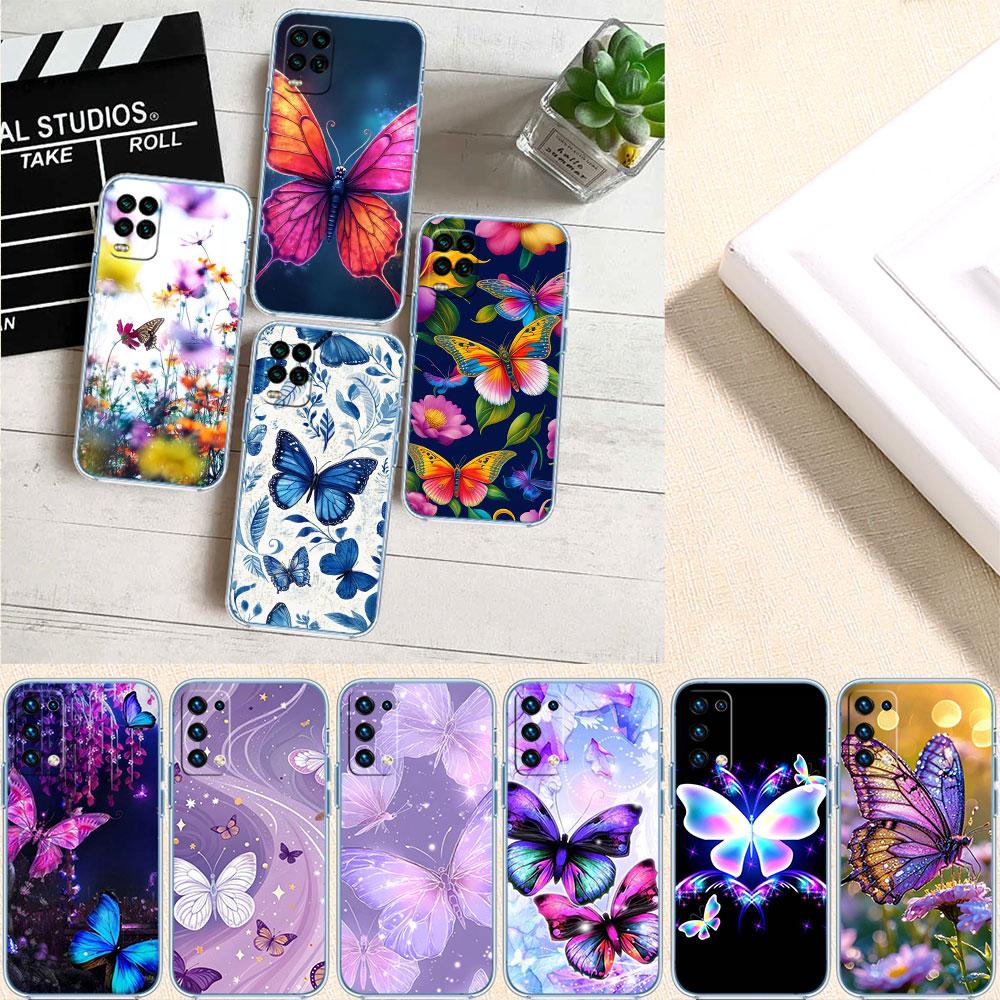 LO26 Colorful Butterfly Soft Shell Transparent Phone Case for Samsung Galaxy A04 A04S A14 A23 A34 A54 M23 M33 M52 M53