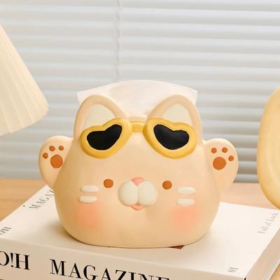Cute Tissue Box Creative Light Luxury Suction Paper Storage Tool Household Living Room Desktop Advanced Sense Ceramic Napkin Box