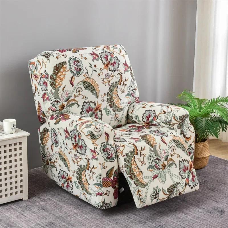 1 Seater Prints Recliner Chair Cover Spandex Stretch Floral Armchair Cover Elastic Sofa Slipcovers for Living Room