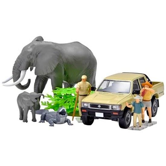 TOMYTEC Kaiyodo Tomica Limited Vintage Geo Collection 64 #Car Snap 29a Safari 2 (Toyota Hilux 4WD Pickup Double Cab Included) ABS Resin PVC Figures +