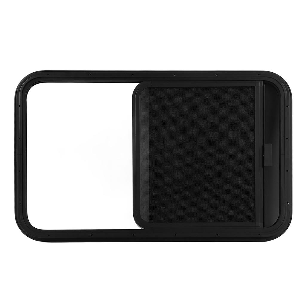RV Window Rounded Corner Push Pull Style UV Proof Sealed Black Powder Coating for Camper