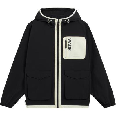 Chaqueta Deportiva Casual con Capucha de Viento Suelta Serie Wade Li Ning Chaqueta para Hombre Negra AFDT097-1