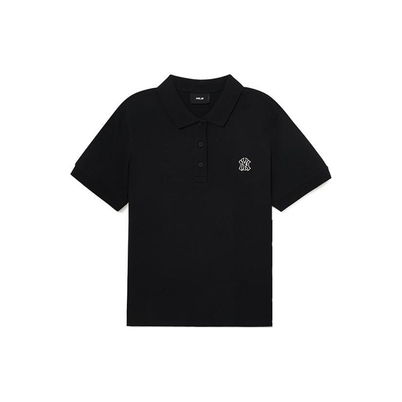 MLB SS23 New York Yankees Solid Color Brand Logo Embroidered Short Sleeve Polo Shirt Women Polo Shirts Black 3FPQB0433-50BKS