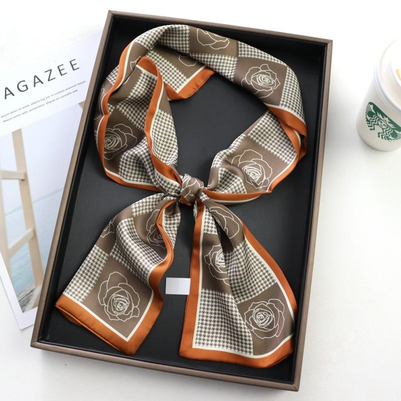 Hair Print Summer Long Silk Feeling Scarf For Women Fashion Neck Tie Hand Bag Foulard Wrist Luxury Kerchief Shawl Wraps Hajib
