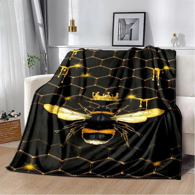 Cute Bee Honey Insect Cartoon Blanket,Soft Throw Blanket for Home Bedroom Bed Sofa Picnic Travel Office Rest Cover Blanket Kids