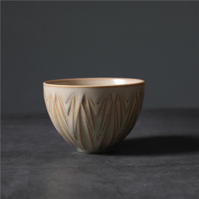 Retro Ceramic Cup Coarse Pottery Teacup Kung Fu Tea Set Small Cup Nordic Style Simple Ceramic Master Cup