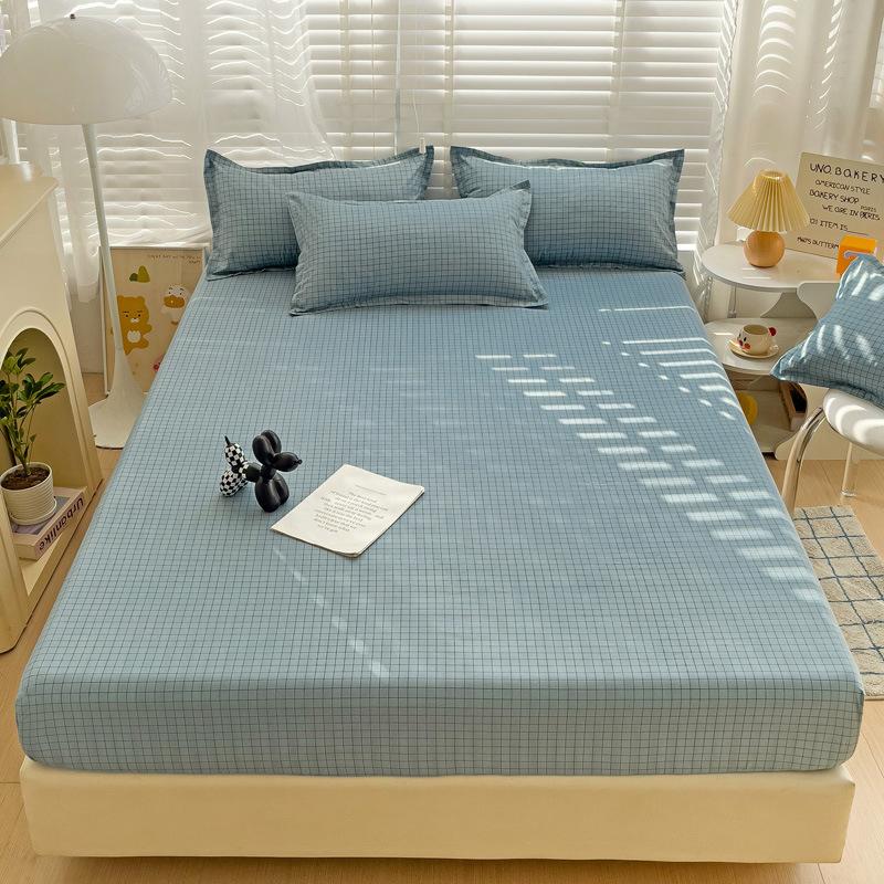 Four Seasons Skin-friendly Washed and Brushed Solid Color Pillowcase Protective Cover Double Fitted Sheet Taiwan Bed Bag