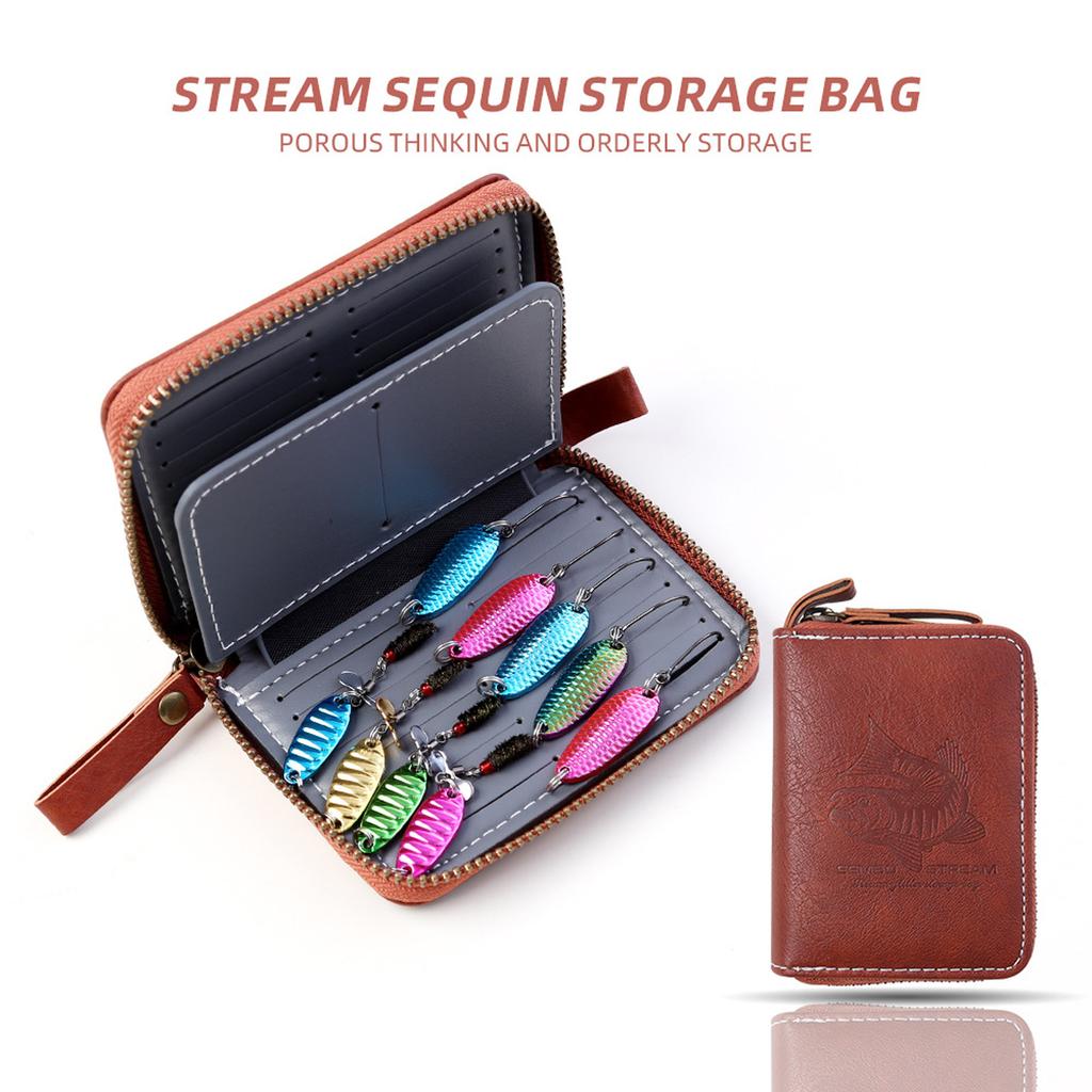 Fly Fishing Sequin Baits Lures Storage Bag Portable Fly Spinner Spoon Baits Case Artificial Crank Baits Spoon Lure Bag