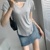 Pure Desire Wind Short-sleeved V-neck T-shirt Women's Summer New Loose and Careful Machine Pocket Top