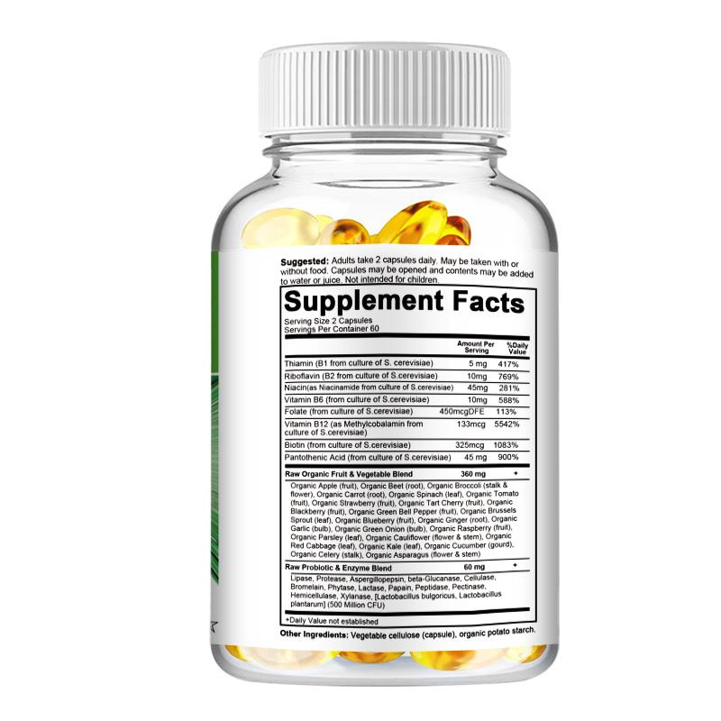 Complex B Vitamin Capsules, Rich In Vitamin B1 and Vitamin B3, Nutritional Supplement, Suitable for Both Men and Women.