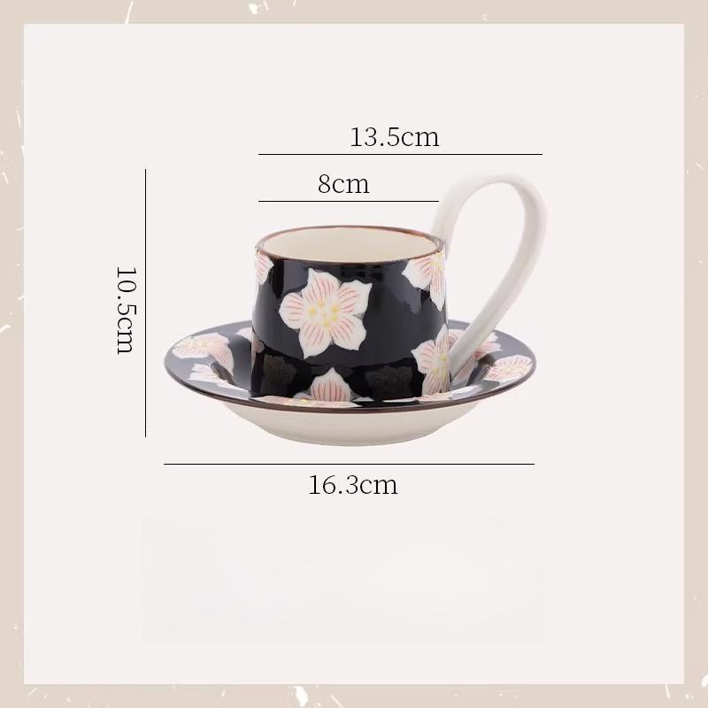 

Exquisite Coffee Cup Dish Ceramic Design Niche Couple Cup Good Looking Breakfast Cup 300ml