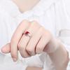 Brand New S925 Sterling Silver Pigeon Blood Ruby Ring, Adjustable, Luxurious Engagement Jewelry Gift