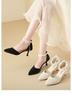 HO French Pearl Strap High Heels Women's Summer Style Pointed Fine Heels Fairy Style Sandals Single Shoes 2026
