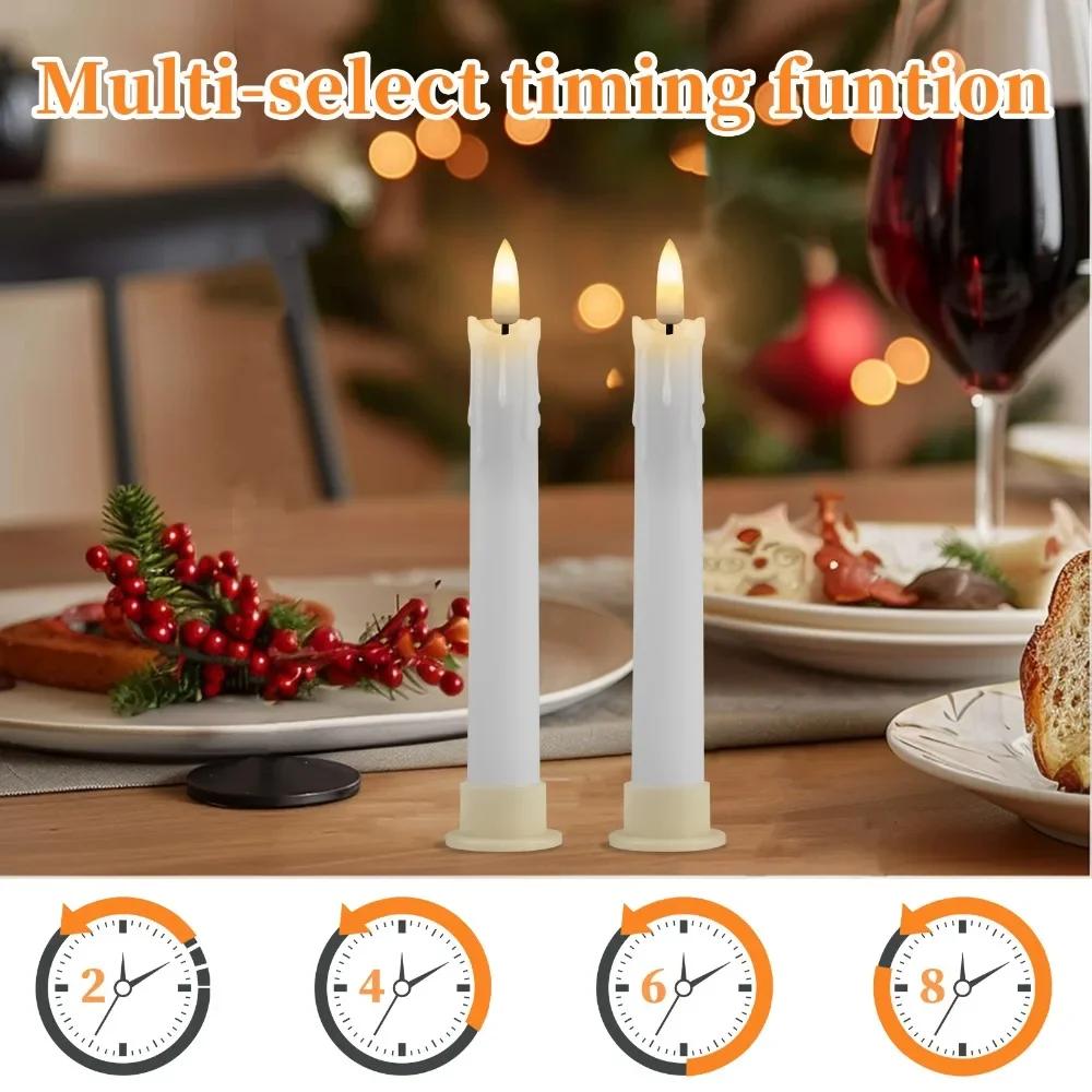 6/18/24Pc 6.6inch LED Flameless Taper Candles with Remote Flickering CandleSticks Plastic Window Candles for Halloween Christmas